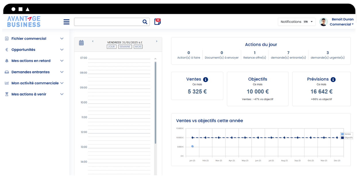 screenshot of Avantage Business